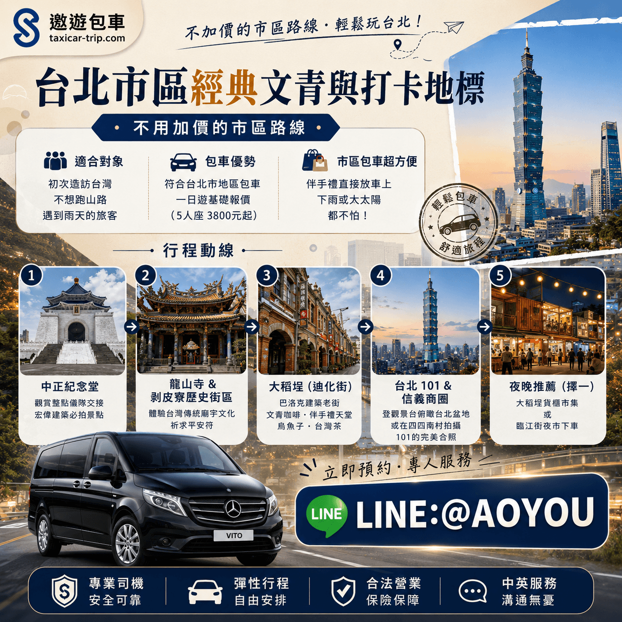 台北市區包車一日遊-遨遊包車 台北市區包車一日遊