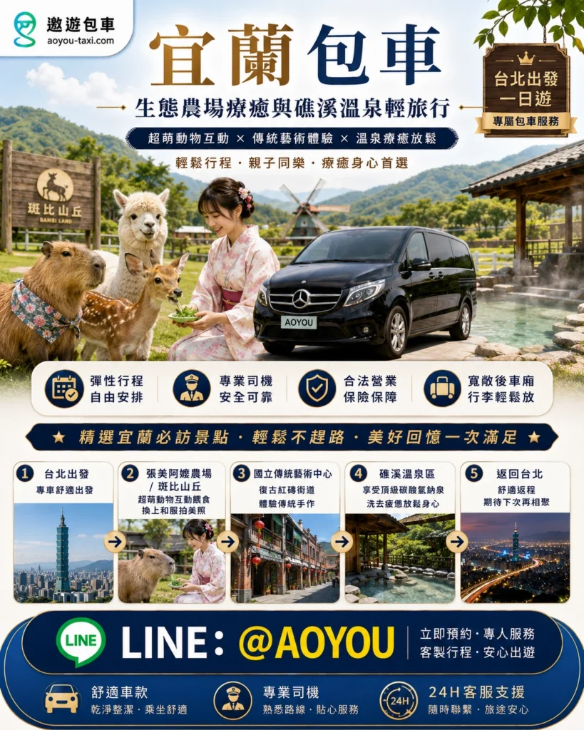 遨遊包車-宜蘭包車生態農場療癒與礁溪溫泉輕旅行