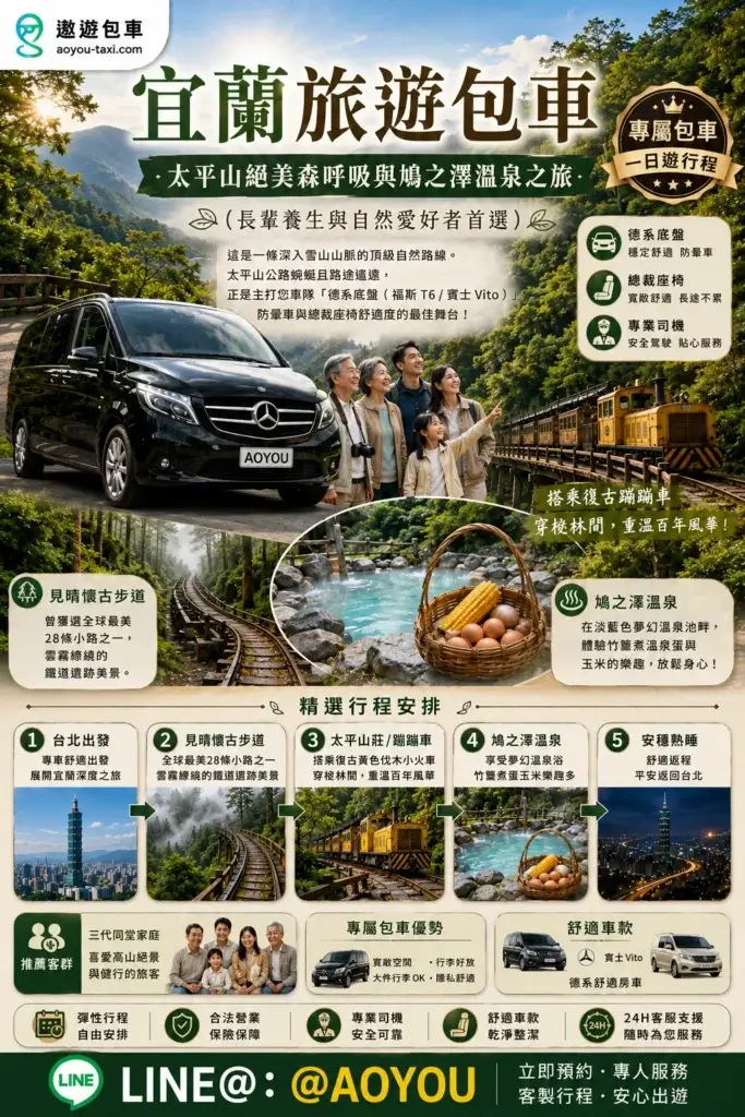 遨遊包車-宜蘭旅遊包車_太平山鳩之澤溫泉之旅