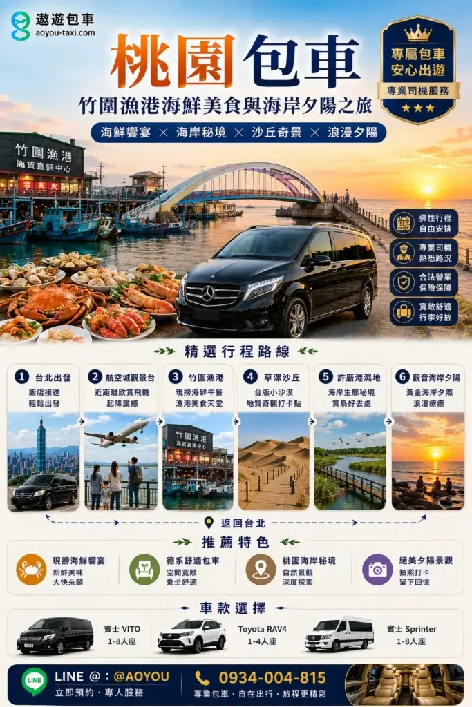 桃園包車_竹圍漁港海鮮夕陽之旅