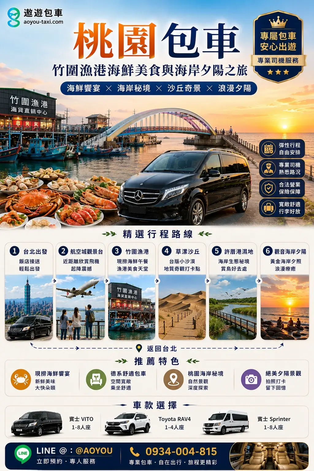 桃園包車_竹圍漁港海鮮夕陽之旅