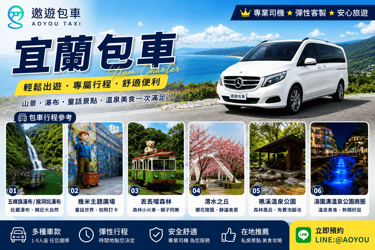 【2026宜蘭包車一日遊】五峰旗瀑布、幾米廣場、渭水之丘與礁溪溫泉秘境｜遨遊包車