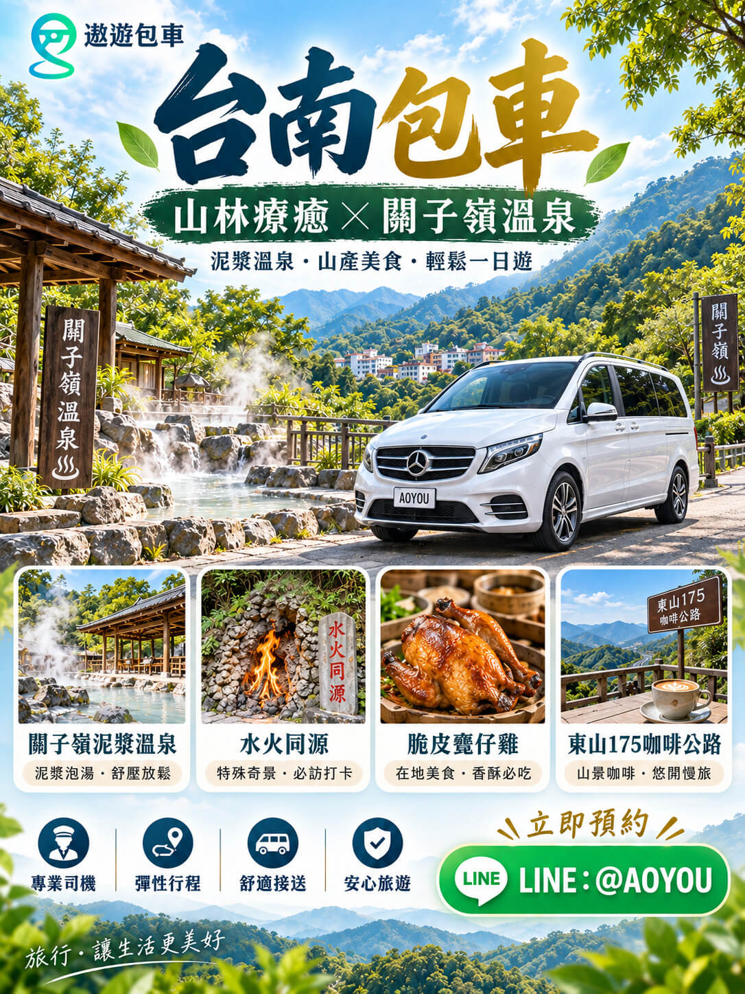 台南包車推薦｜關子嶺泥漿溫泉＋水火同源＋東山175一日遊